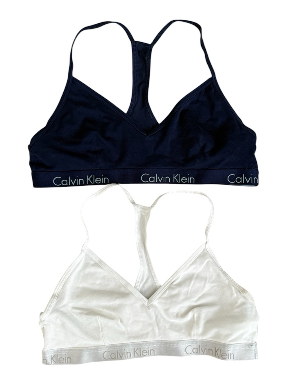 Calvin Klein Women's Racerback Bralette - Navy & White Size L